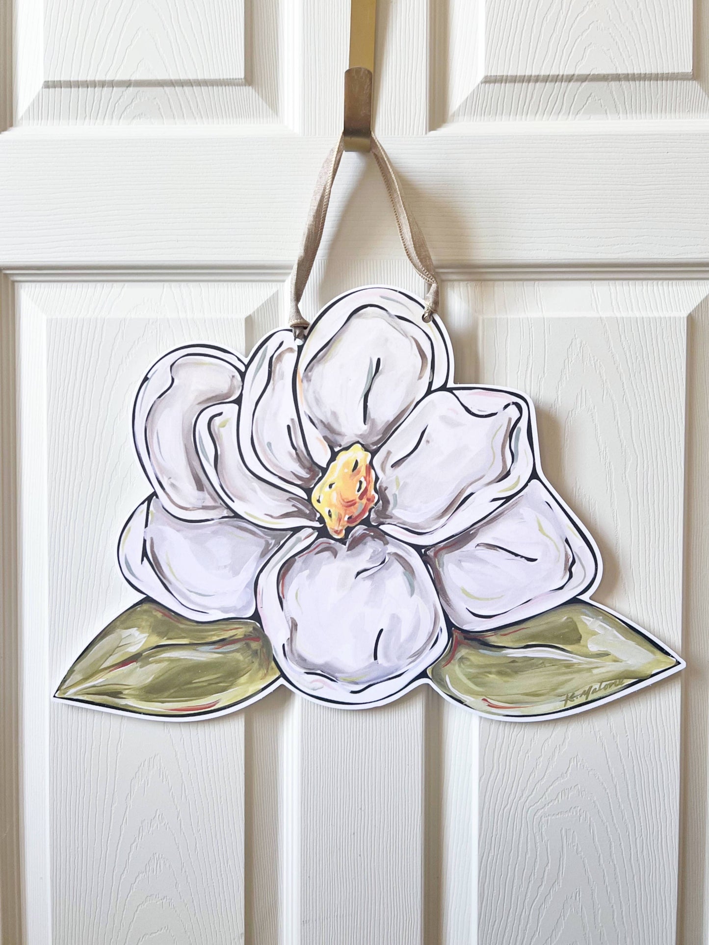 Southern Magnolia Floral Door Hanger by Home Malone