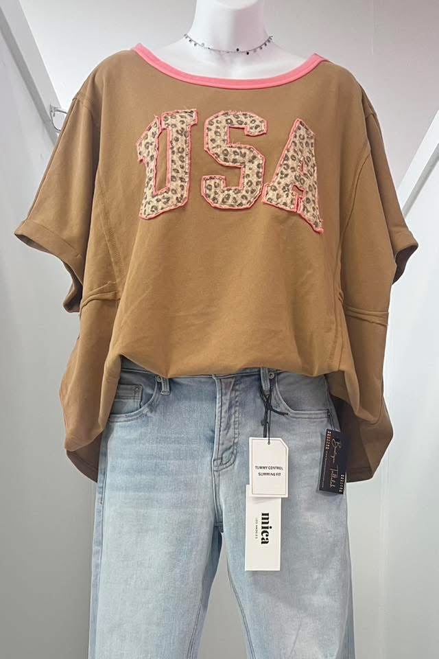 USA Animal Print Patch Top