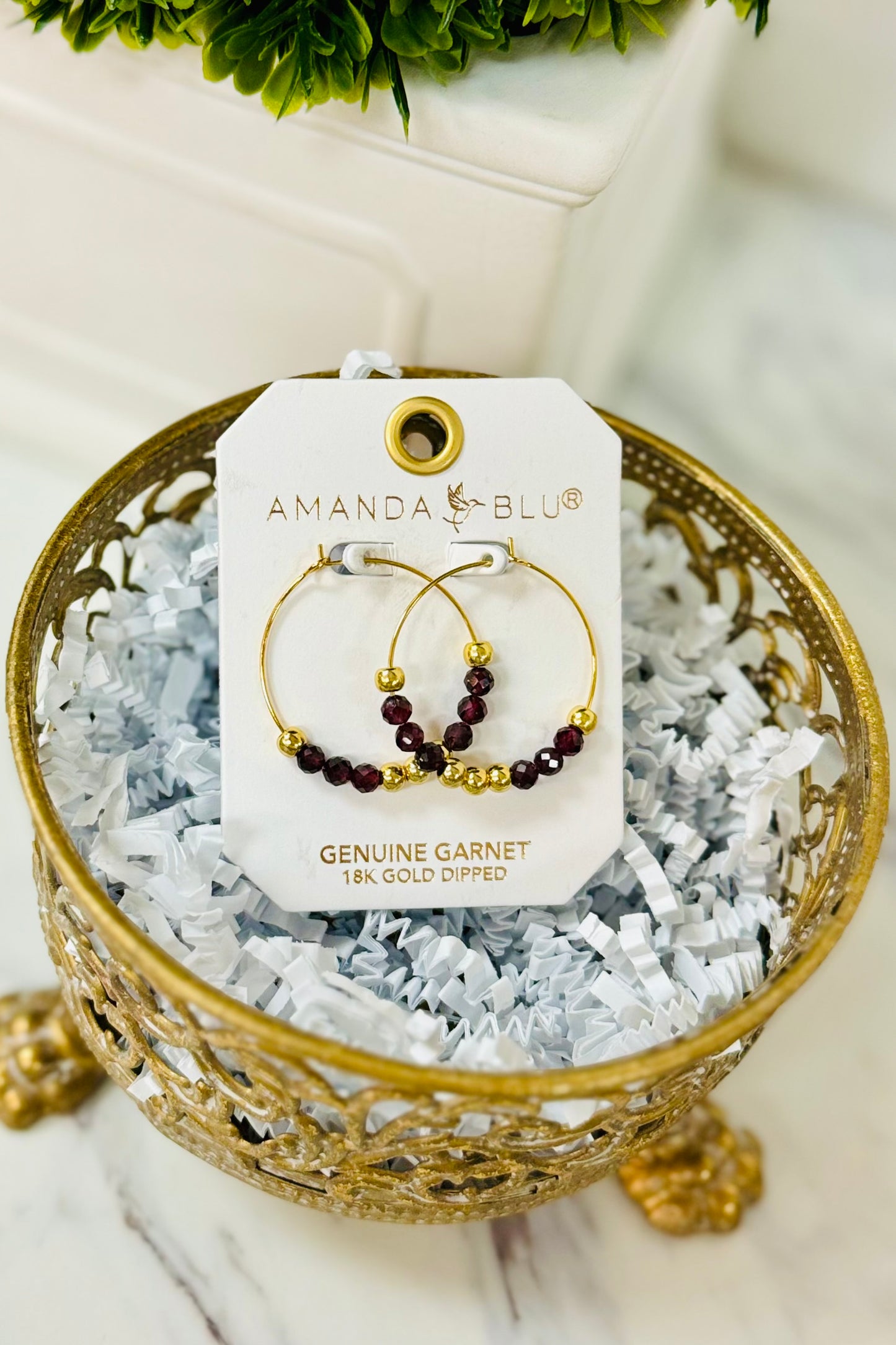 Amanda Blu 18k Gold Dipped Hoop Earrings with Precious Stones
