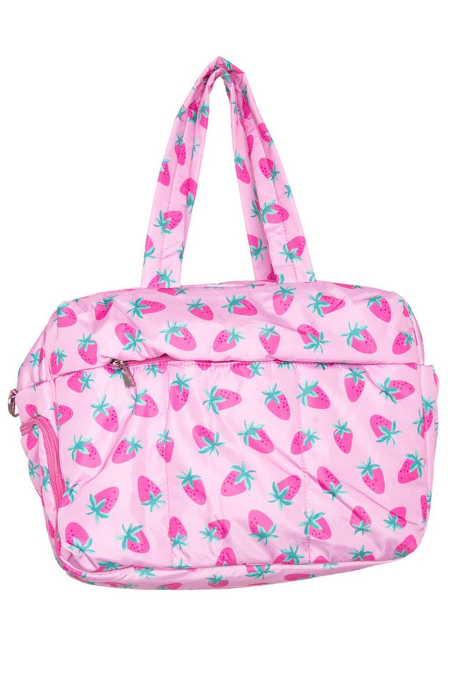 Katydid Strawberries Pink Weekender Bag