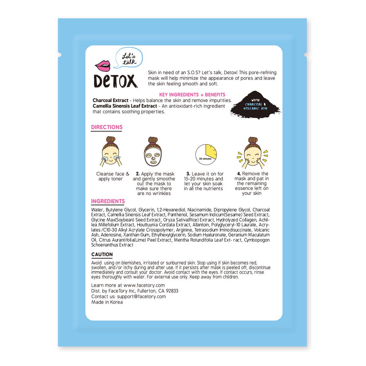 FaceTory Let's Talk Detox Purifying Face Mask - Korean Beauty