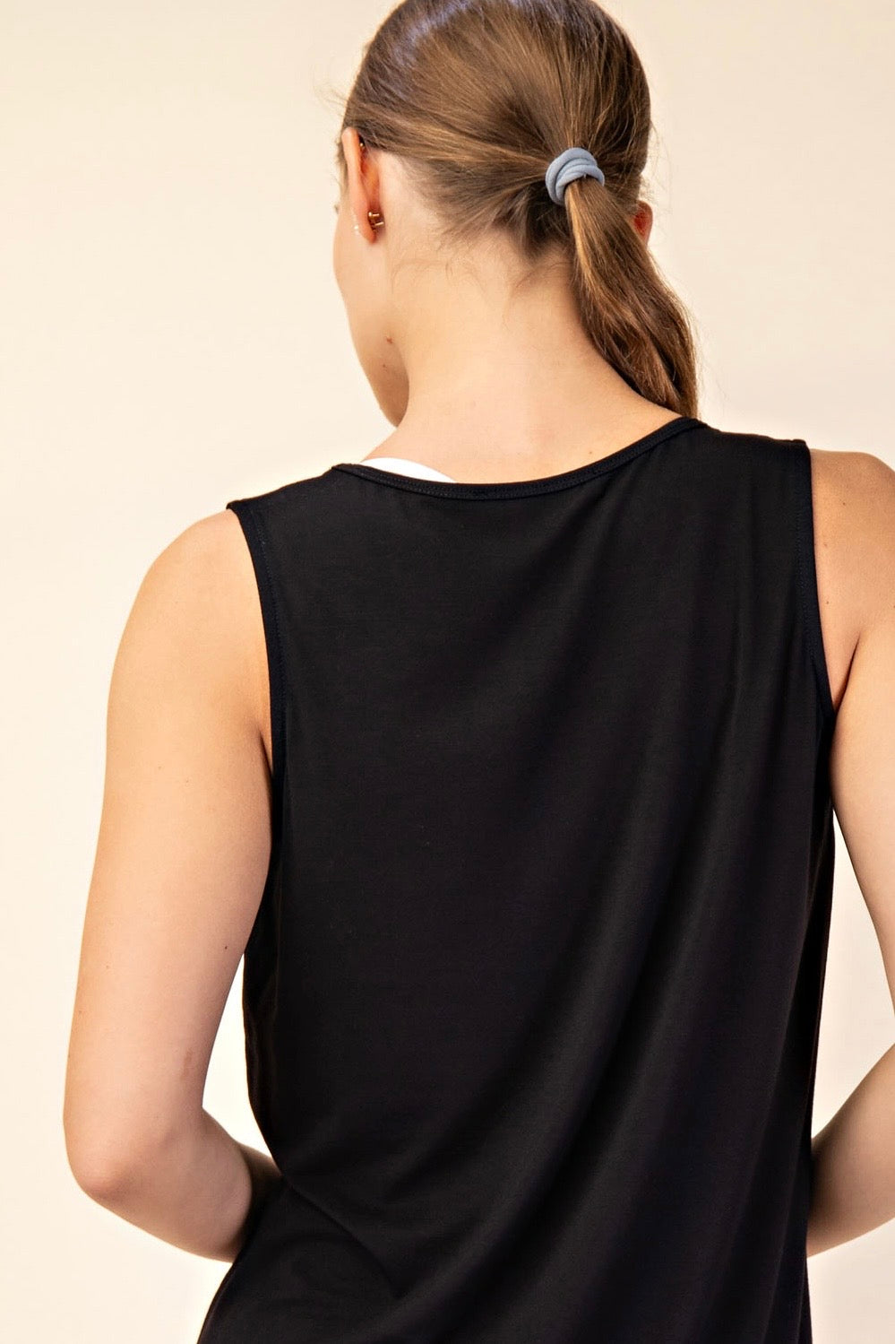 Black Viscose Modal Sleeveless Tank