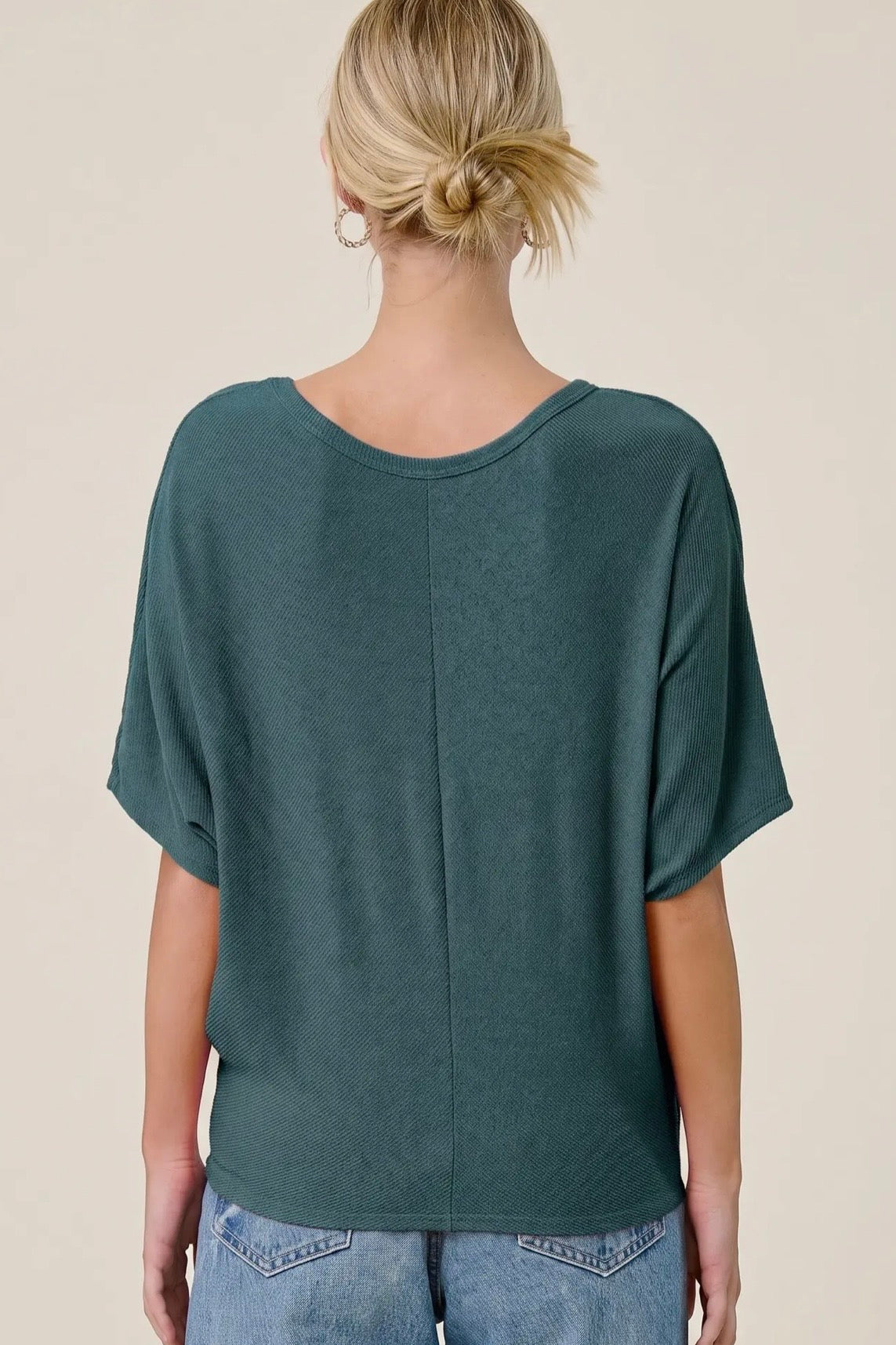 Charlotte Avery Teal Centerline Dolman Top