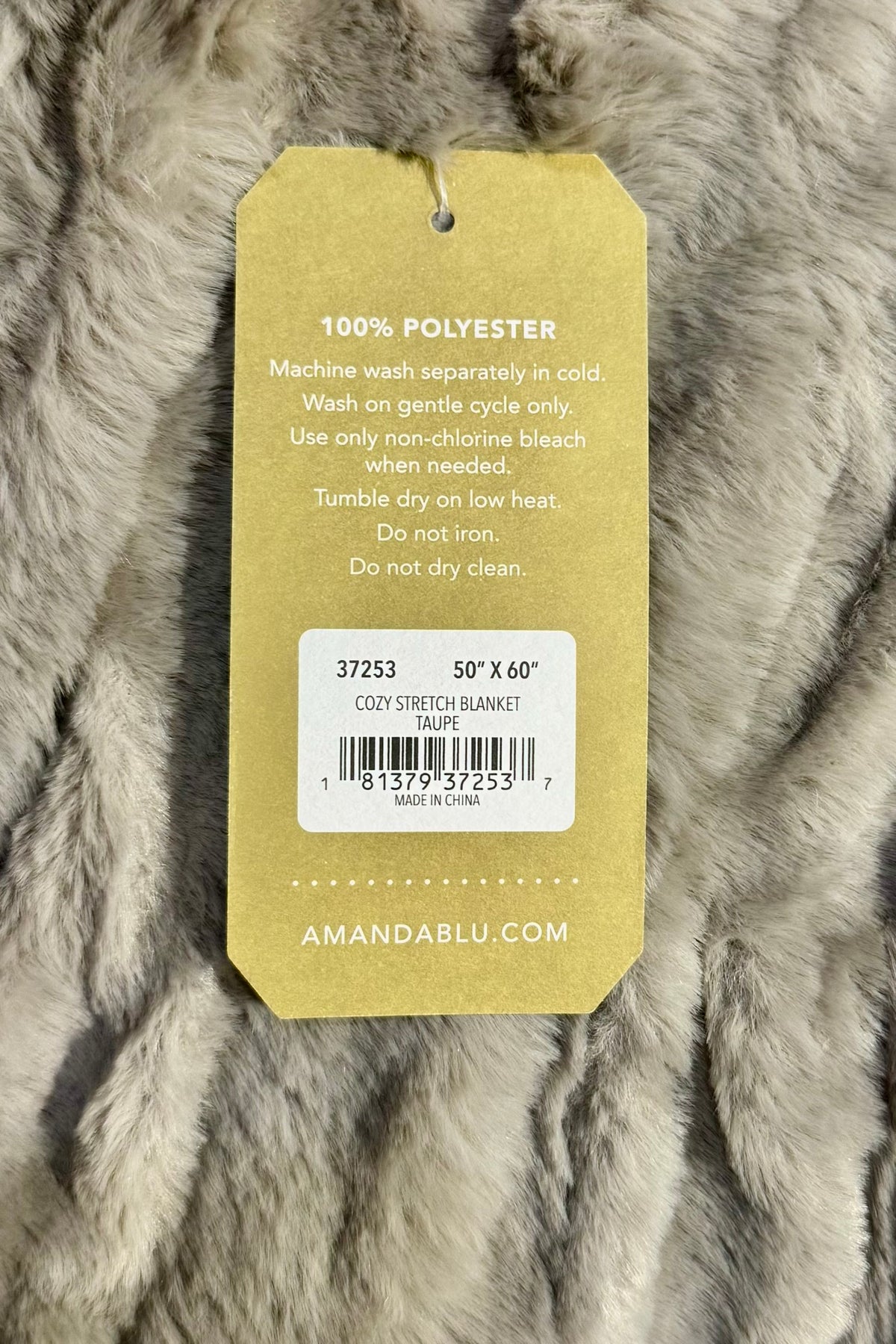 Amanda Blu Taupe Gathered Cozy Stretch Throw Blanket