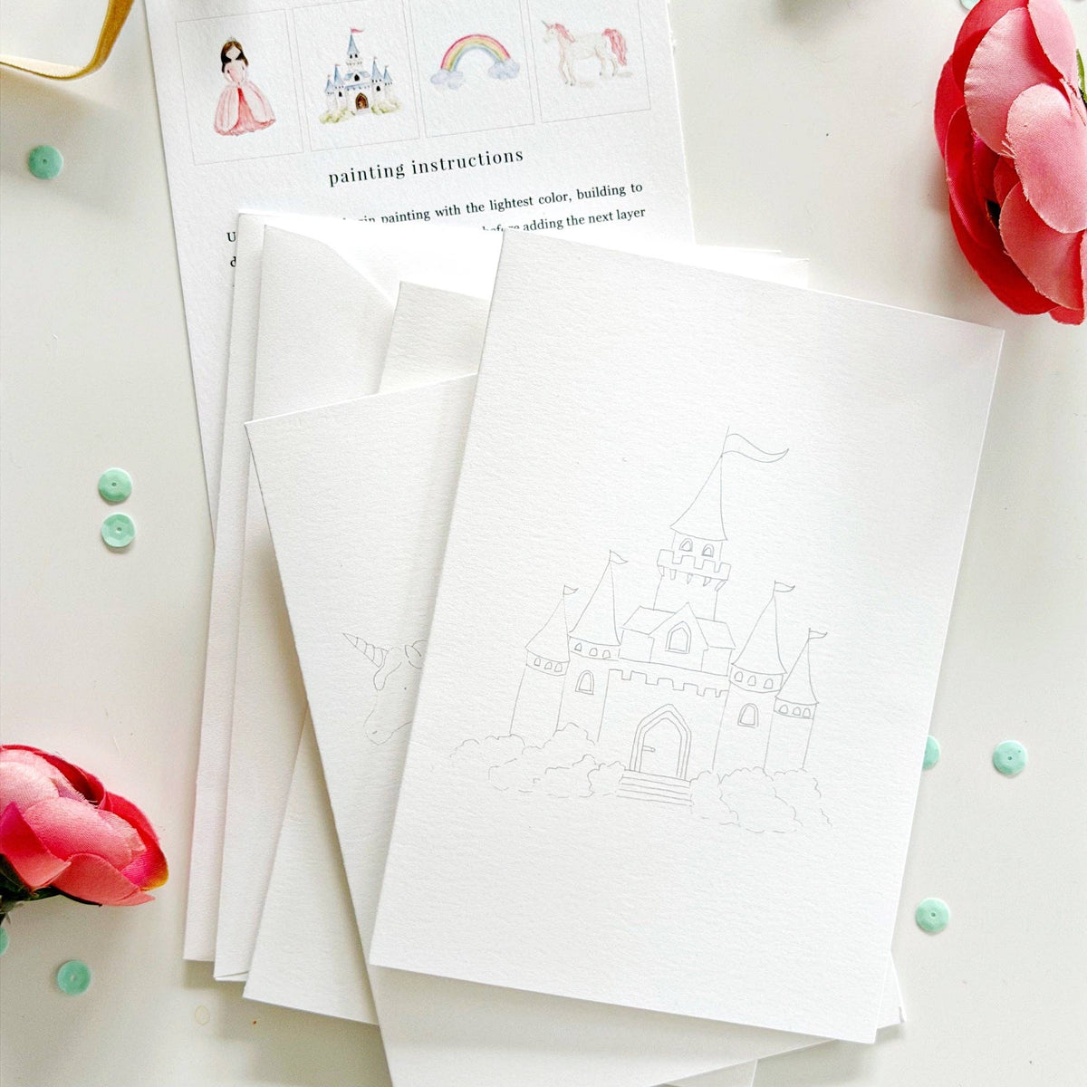 Fairytale Paintable Watercolor Notecard Set of 8- Emily Lex Studio