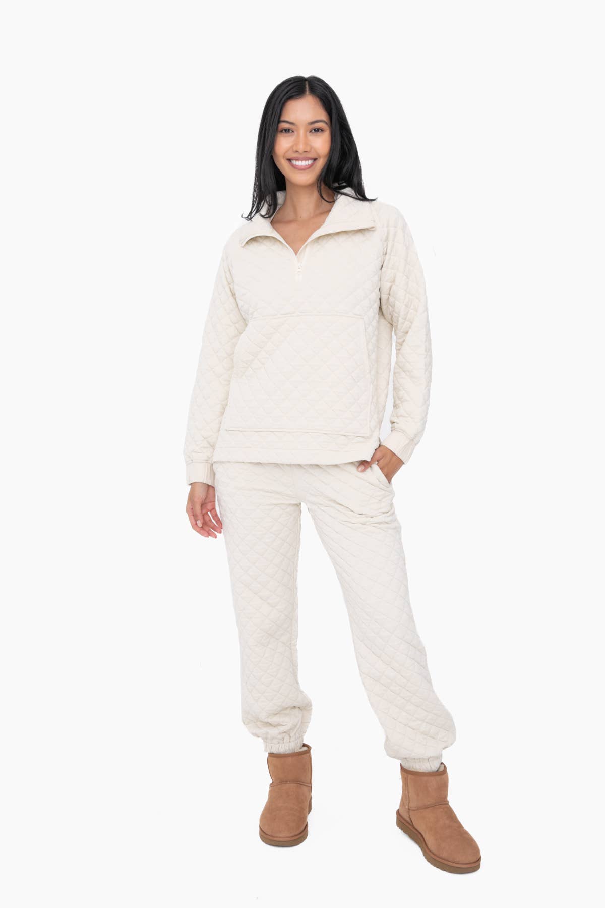 Ivory Cozy Quilted Jersey Pullover