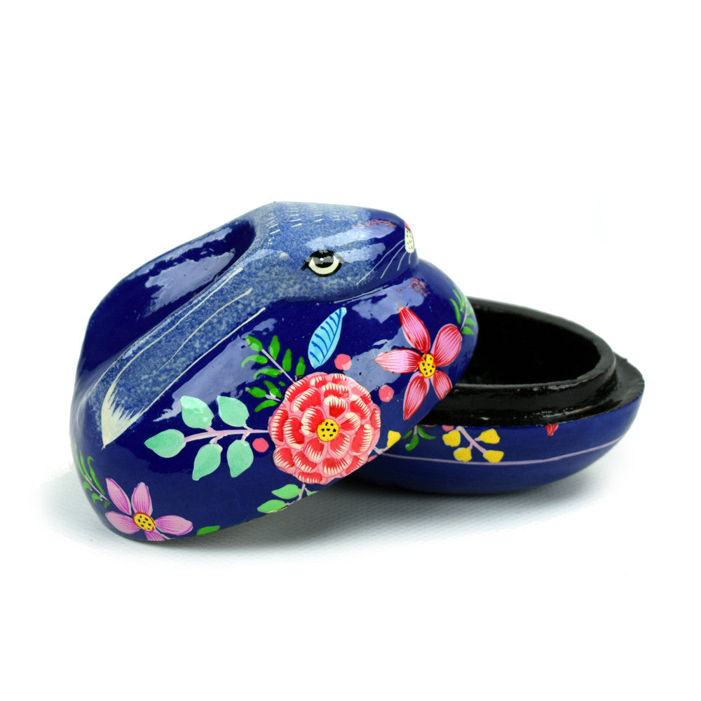 Hand Painted Royal Blue Bunny Box