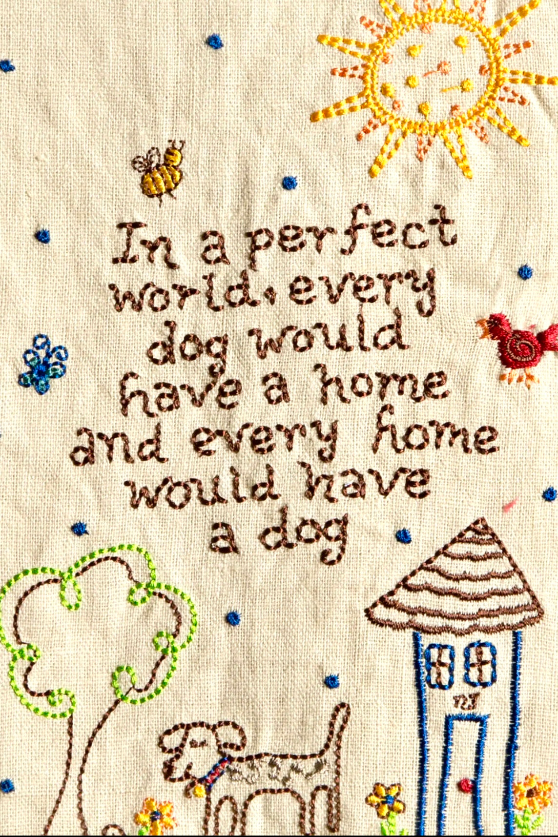 Natural Life Linen Hand Towel- Dog in a Perfect World