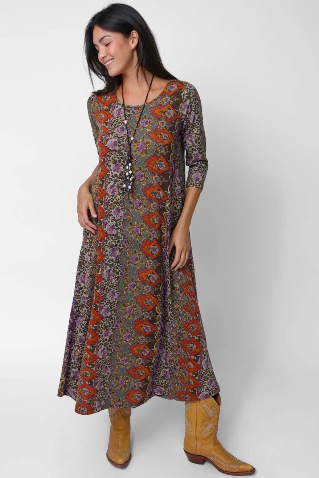 Natural Life Lottie Maxi Sweater Dress in Brown Tuscany