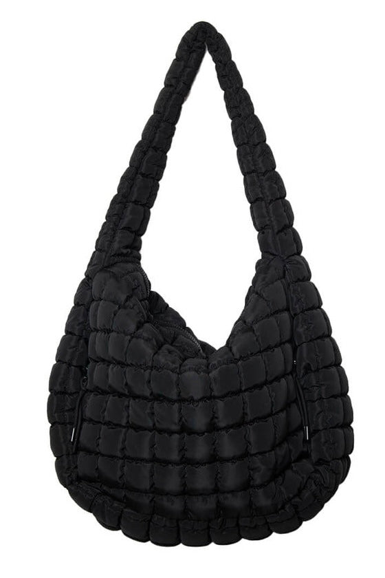 Katydid Black Oversized Quilted Hobo Tote Bag