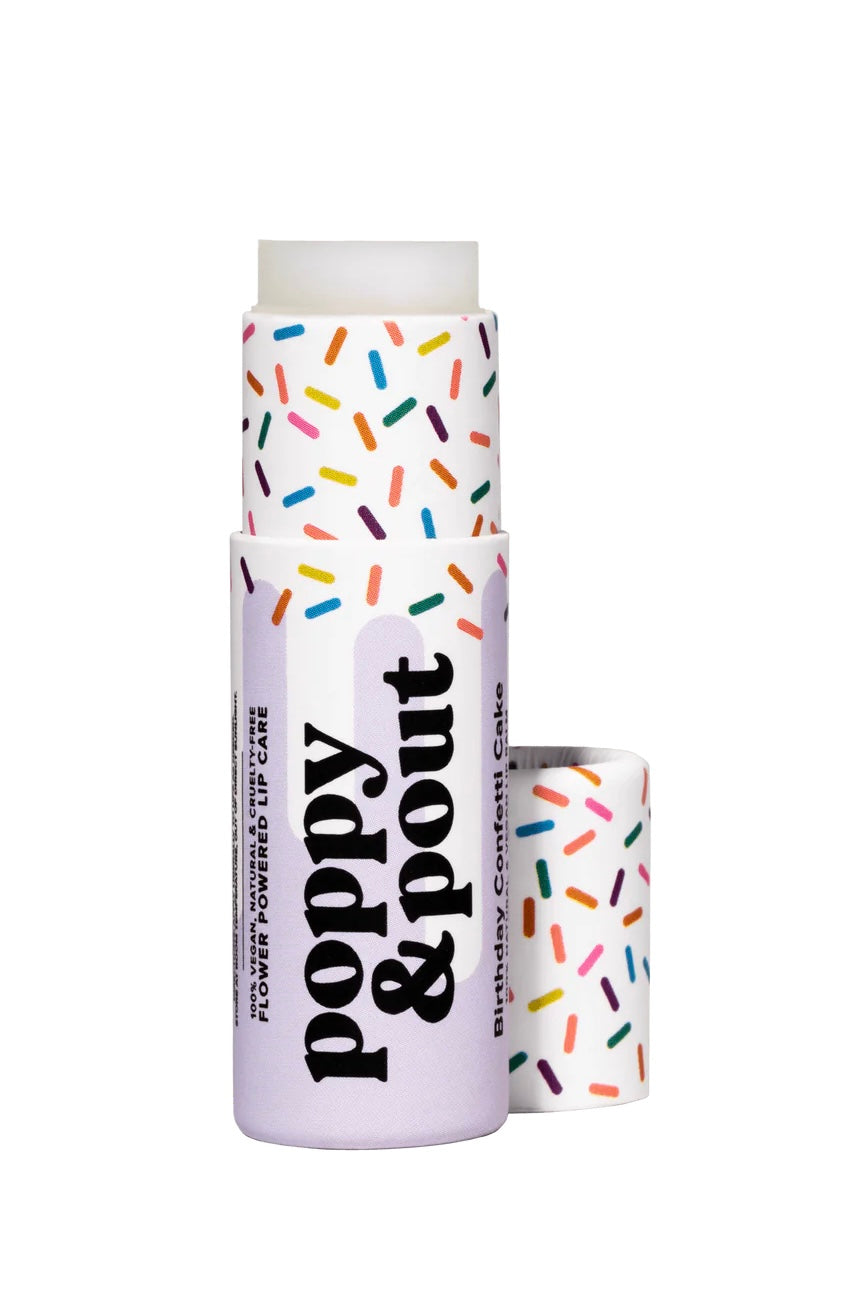 Poppy & Pout Birthday Confetti Cake Premium Organic Lip Balm