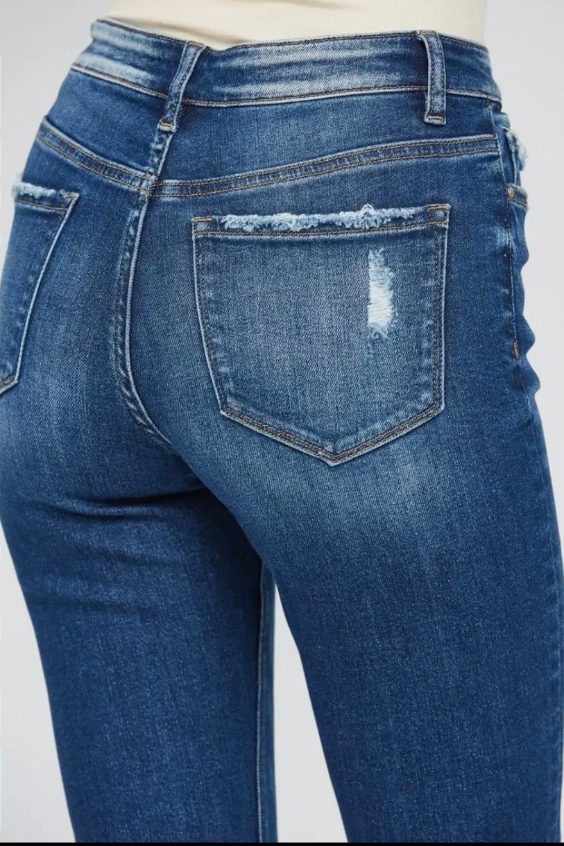 Mica Denim Mid-Rise Straight Leg Cuffed Jean with 26"-29.5" Inseam