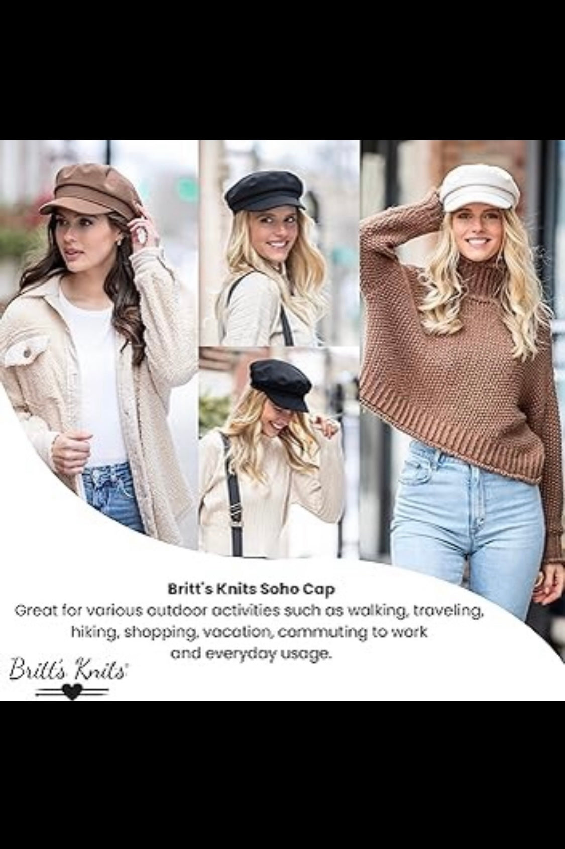 Britt’s Knits Soho Cap in Brown, Black, or Oatmeal