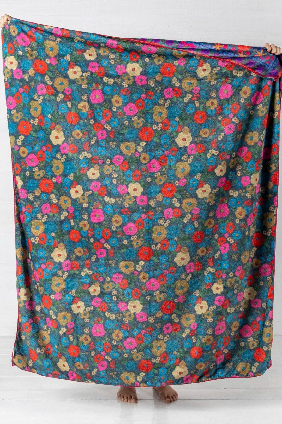 Natural Life Cozy Blanket- Pink Folk Flower