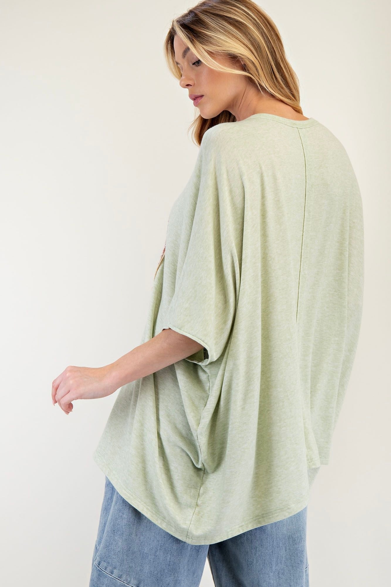 Easel Light Green Peace Sign Patch Applique Top