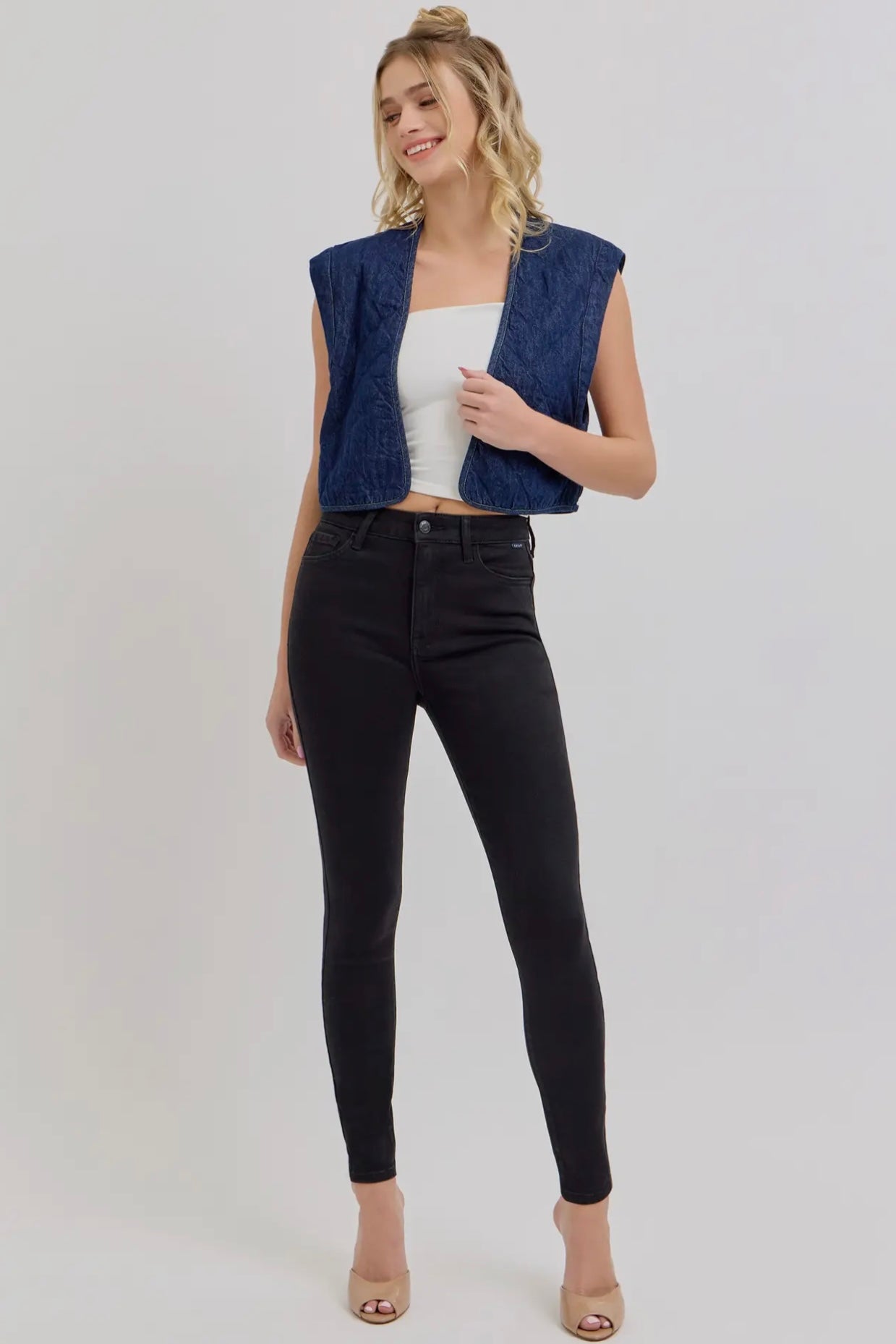 Cello High Rise Black Denim Ankle Skinny Jean