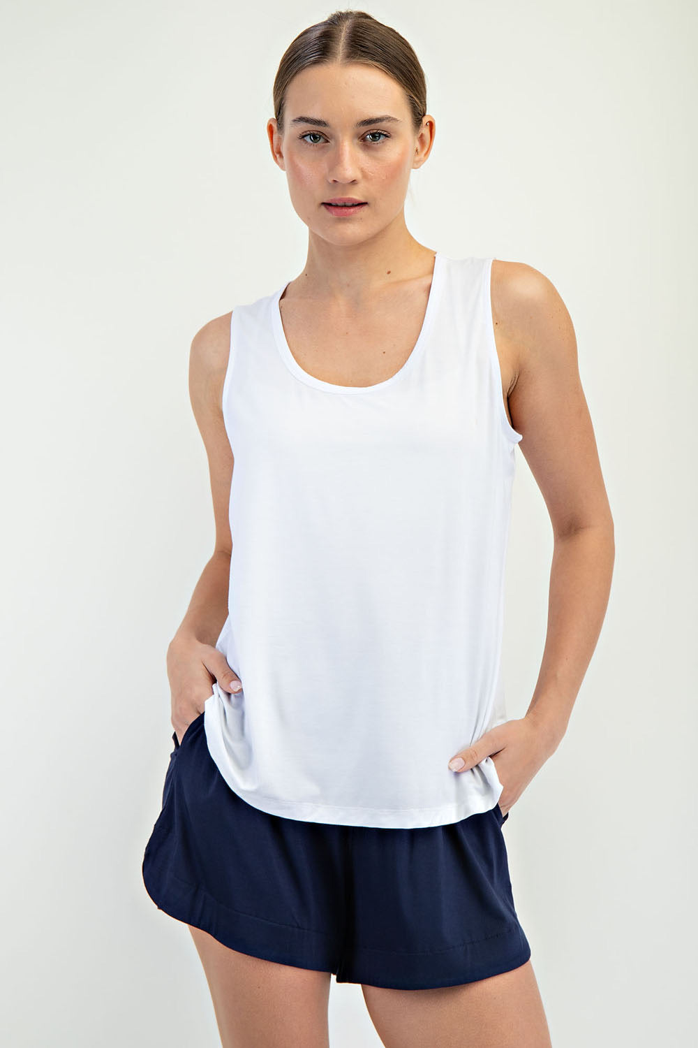 White Viscose Modal Sleeveless Tank
