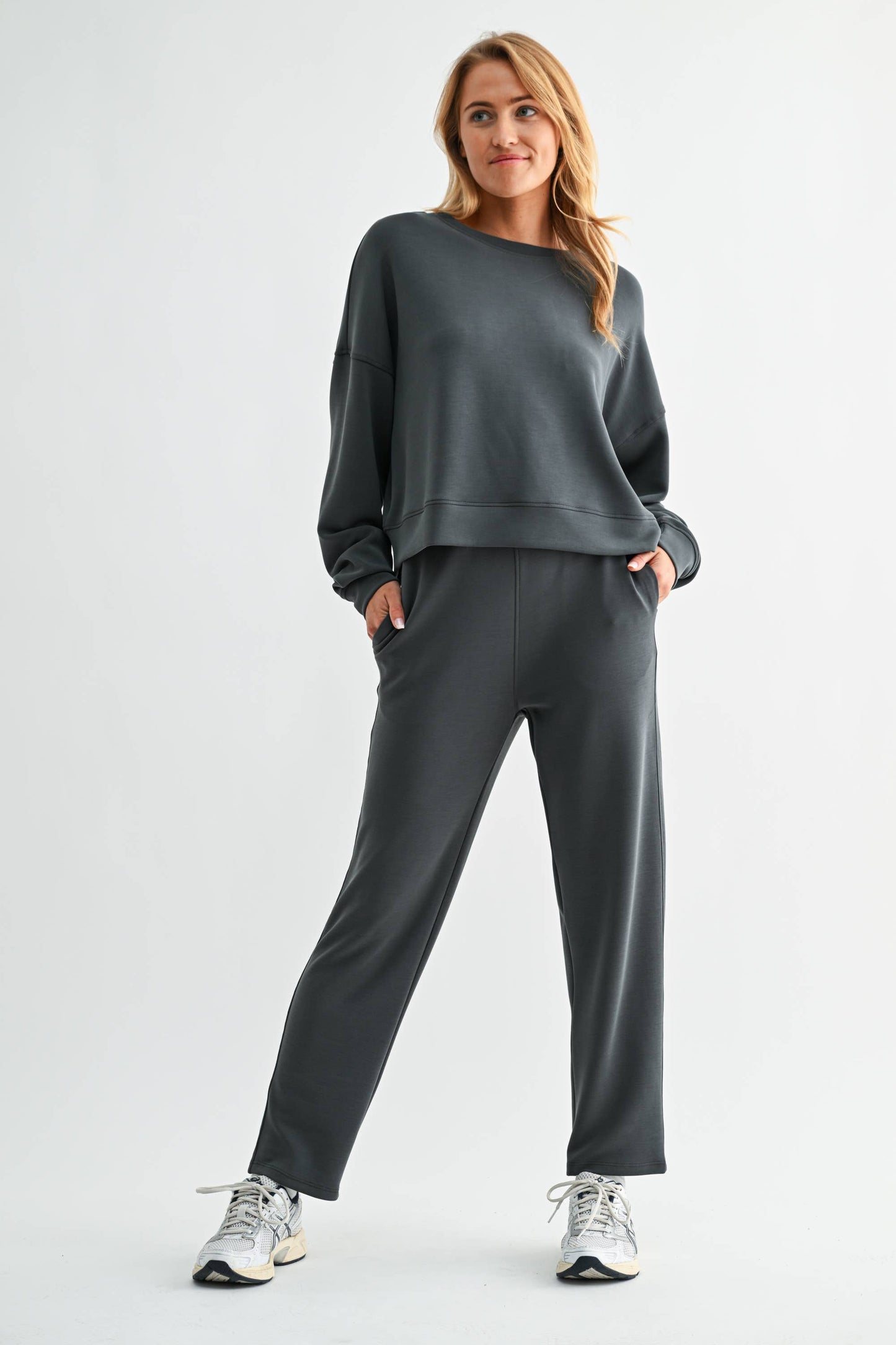 Ash Gray Dropped Shoulder Laguna Sweatshirt