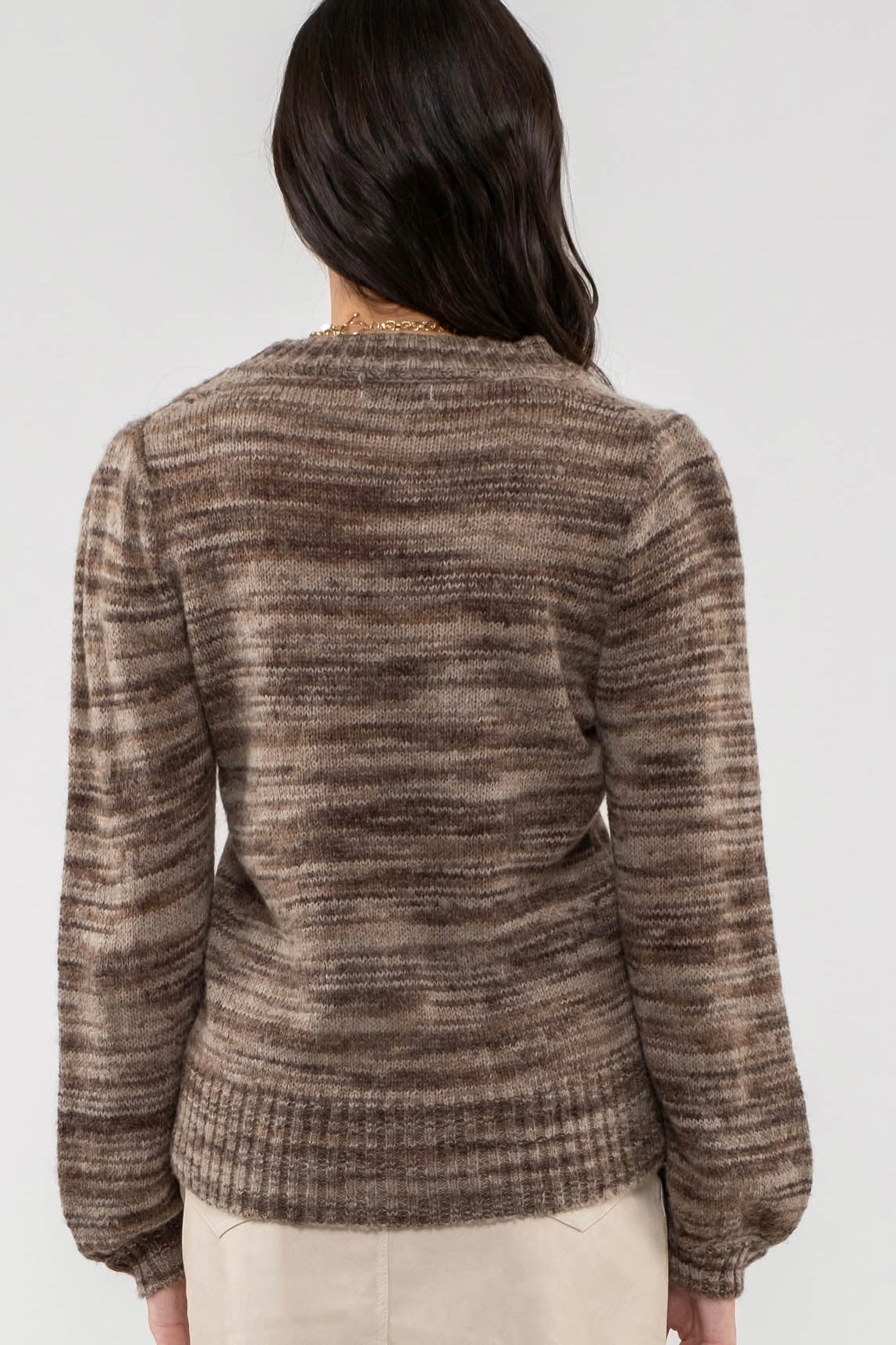 Blu Pepper Heathered Green Balloon Sleeve Sweater