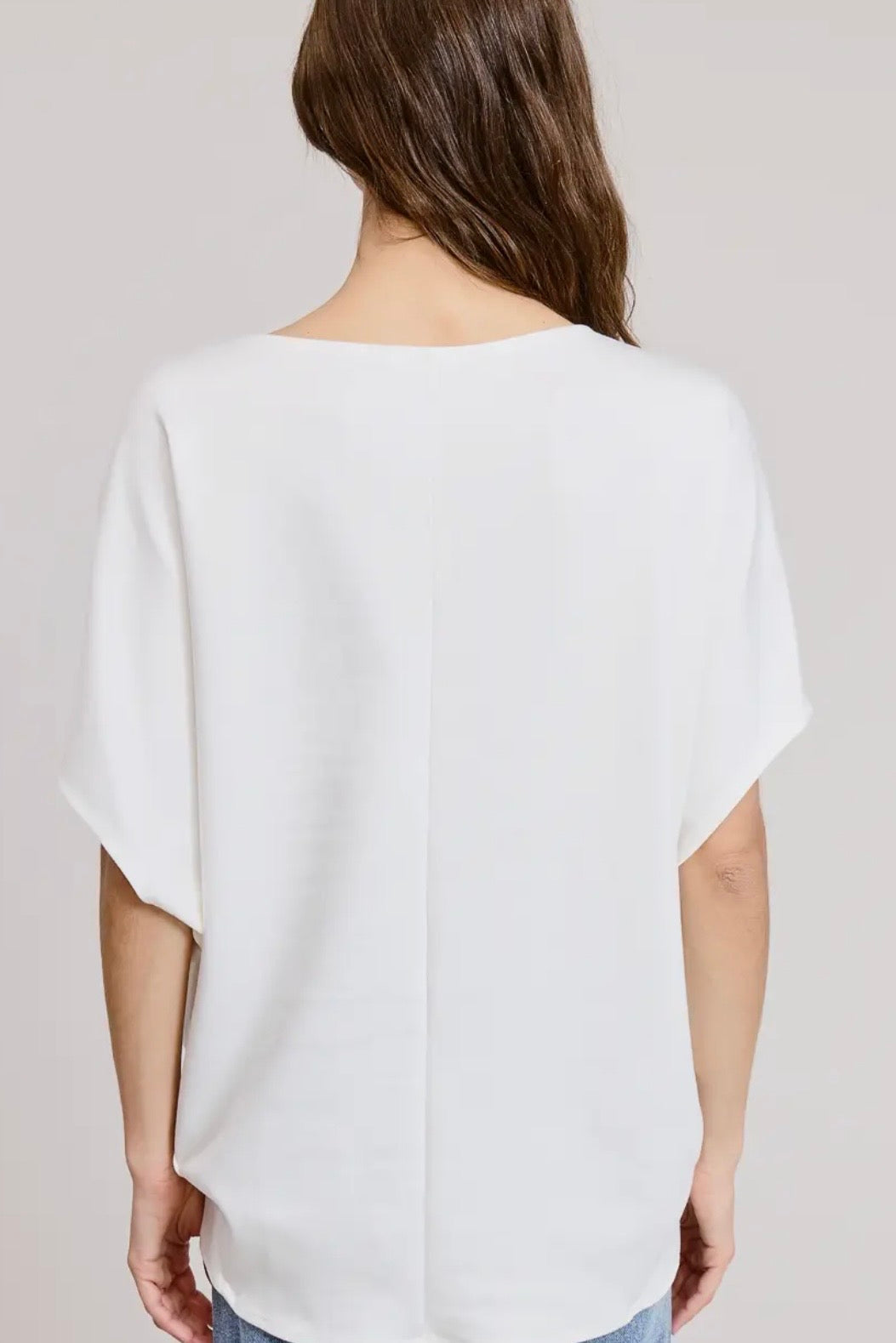 Charlotte Avery Off White Short Sleeve Scuba Oversized Top