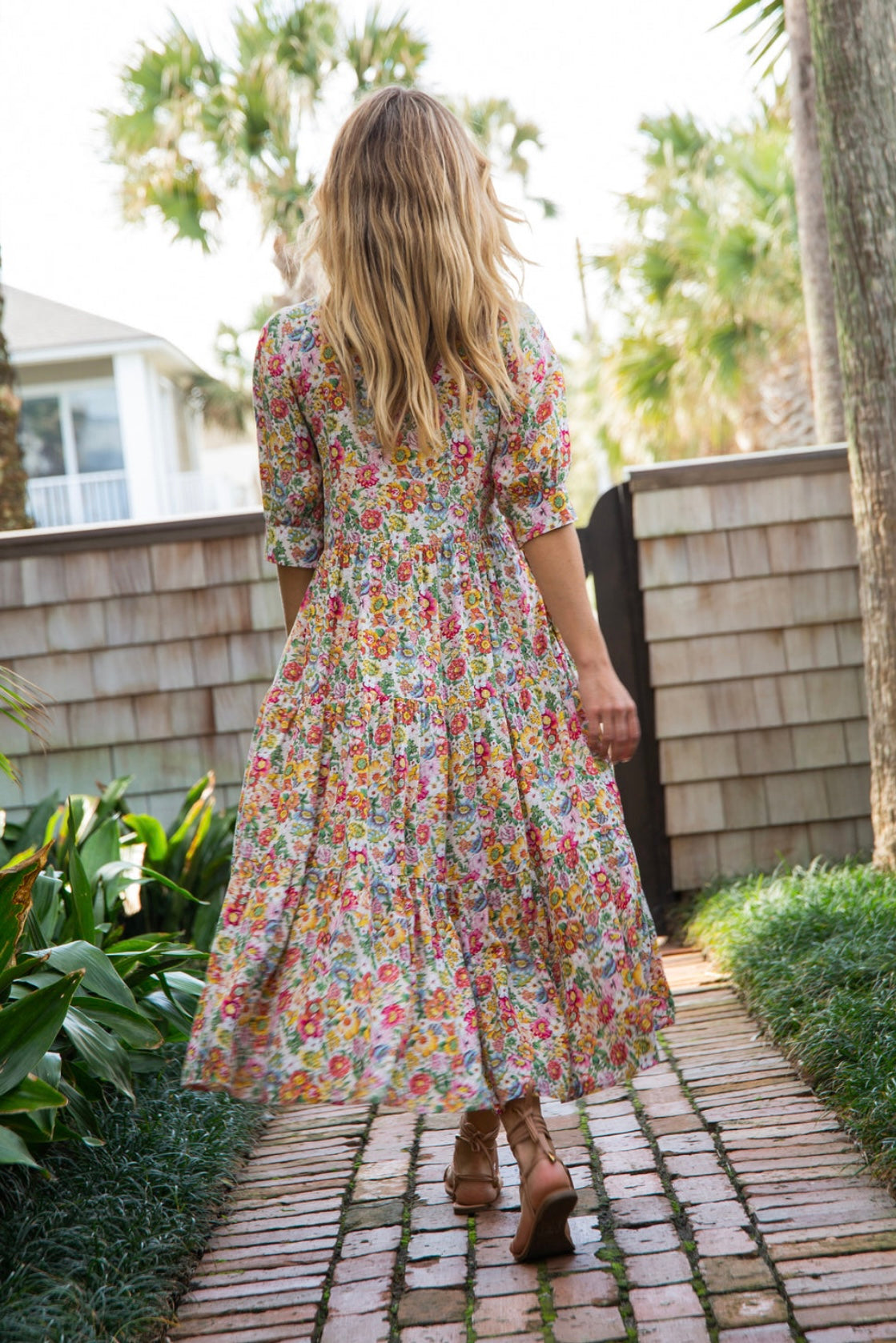 Natural Life Rebecca Midi Dress White Fuschia