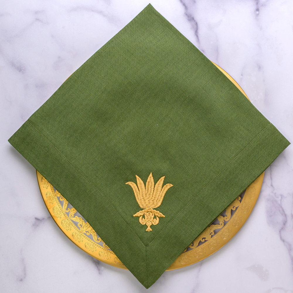 Arte Italica Villa Floret Large Linen Napkin- Camel