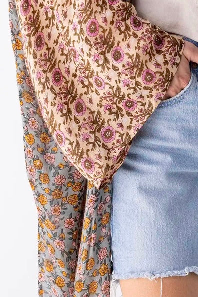 Natural Life Sierra Kimono- Mustard Pink Floral