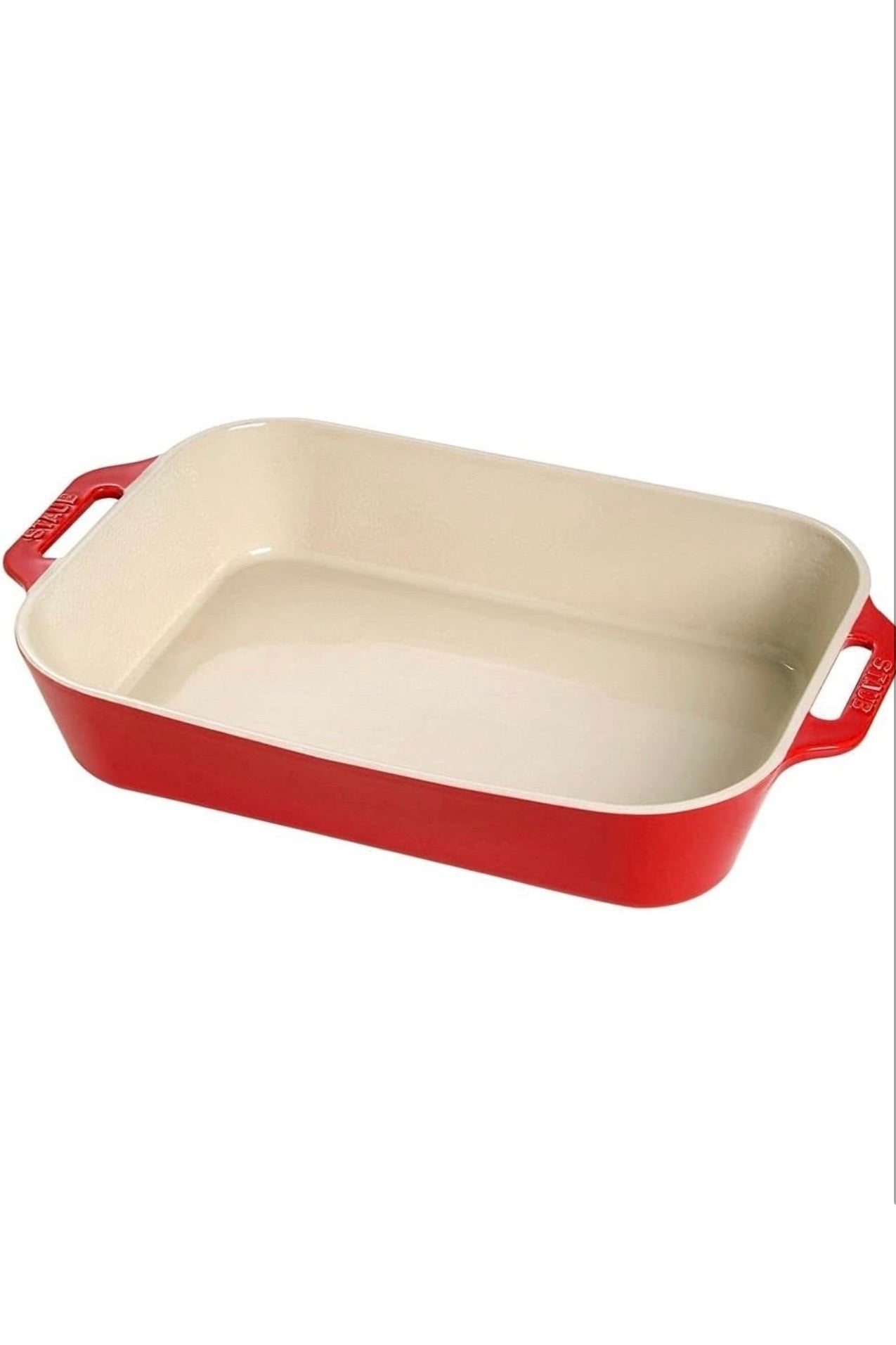 Staub Stoneware 9.5" x 13" Rectangular Baking Dish, Cherry Red
