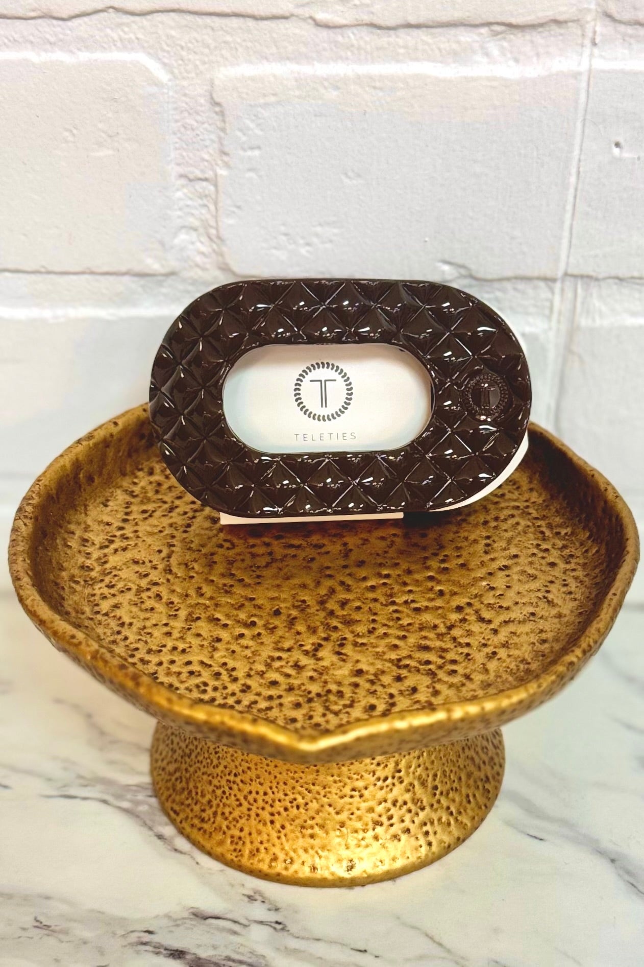 Teleties Truly Taupe Quilted Round Flat Hair Clip (Choose your size)