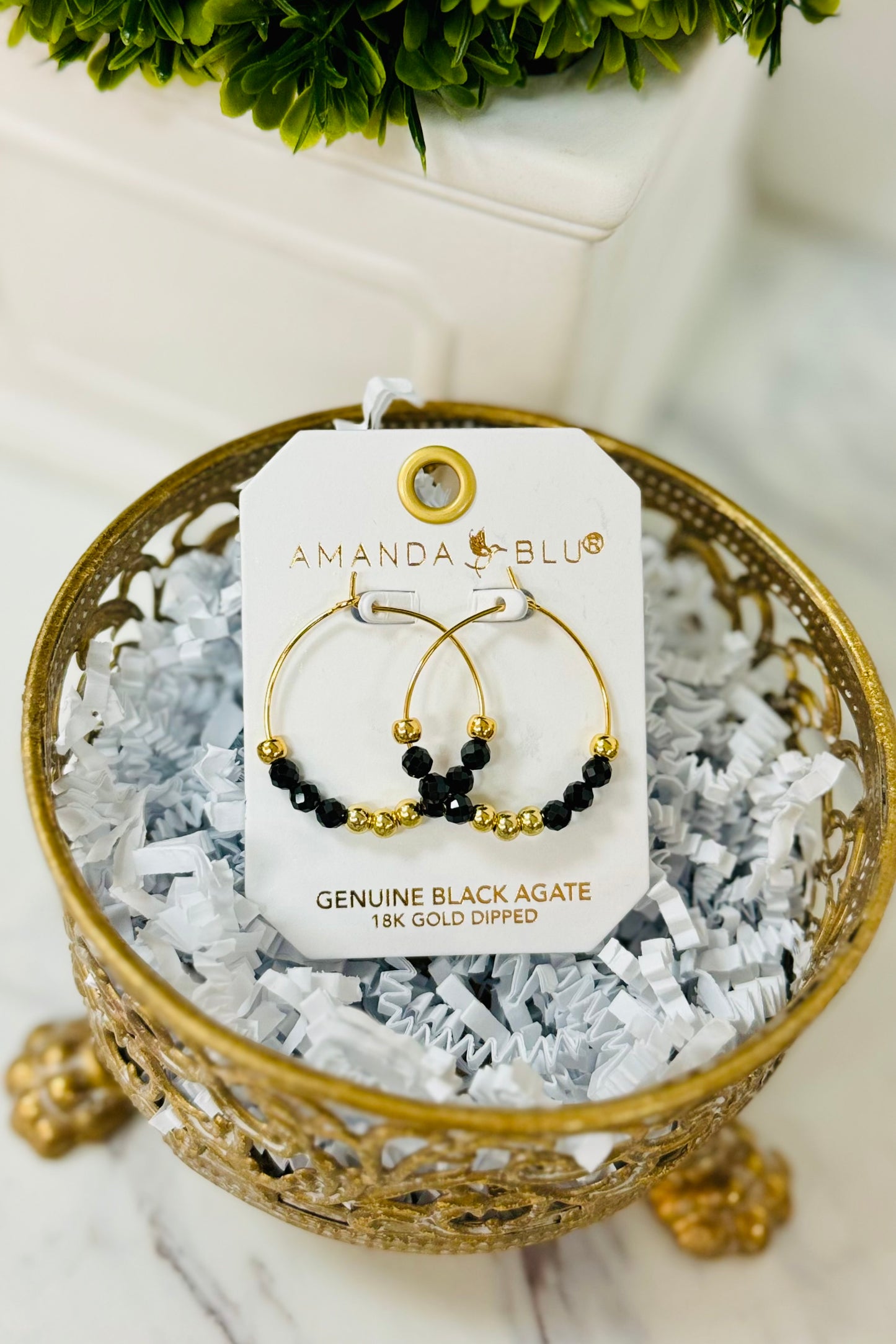 Amanda Blu 18k Gold Dipped Hoop Earrings with Precious Stones