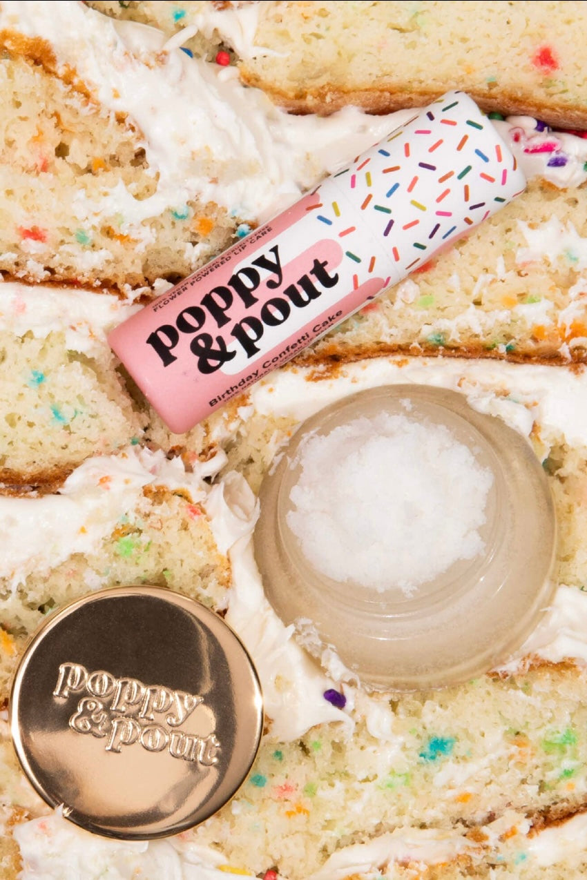Poppy & Pout Birthday Confetti Cake Premium Organic Lip Care Duo (Balm + Scrub)