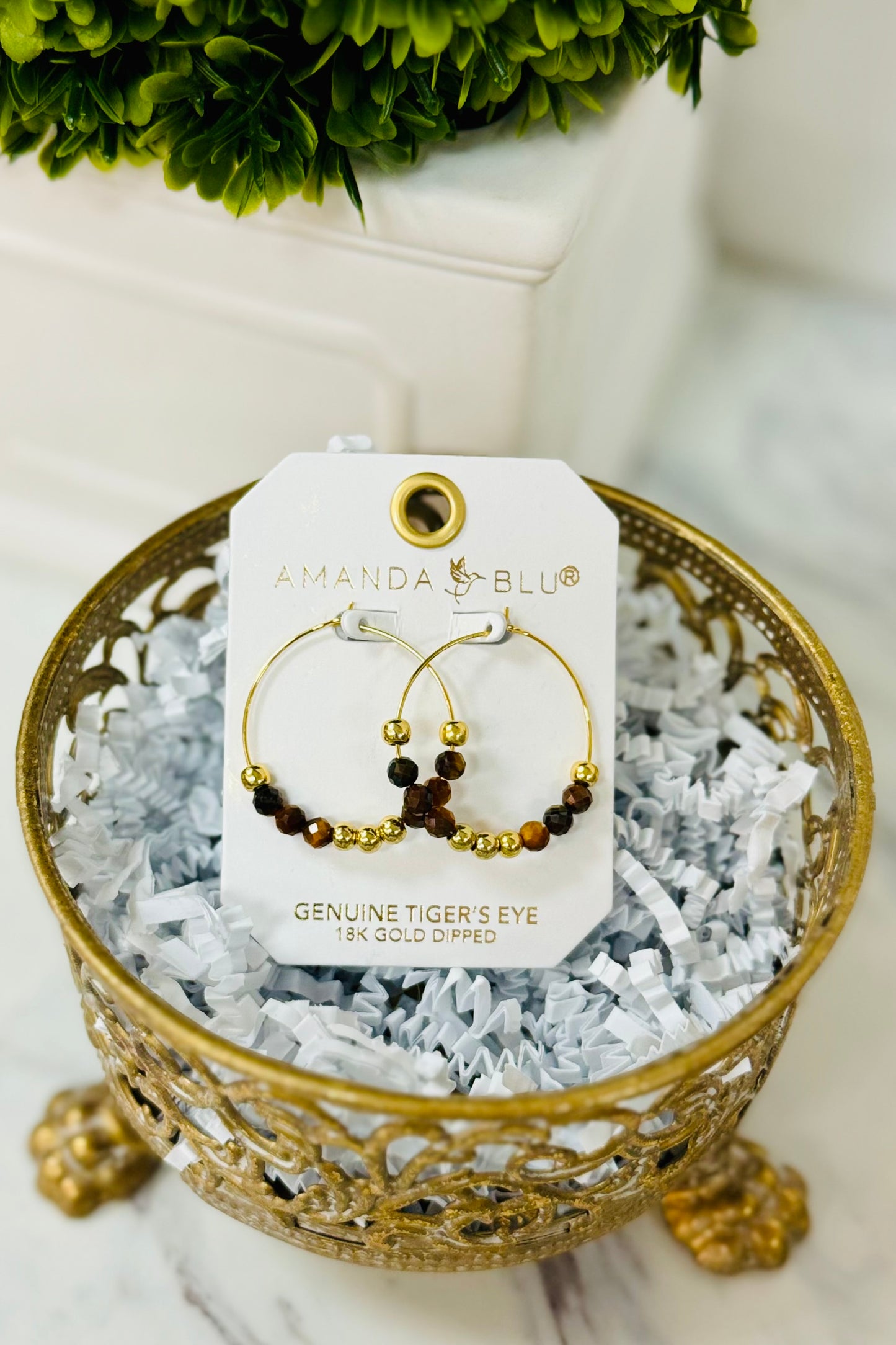 Amanda Blu 18k Gold Dipped Hoop Earrings with Precious Stones