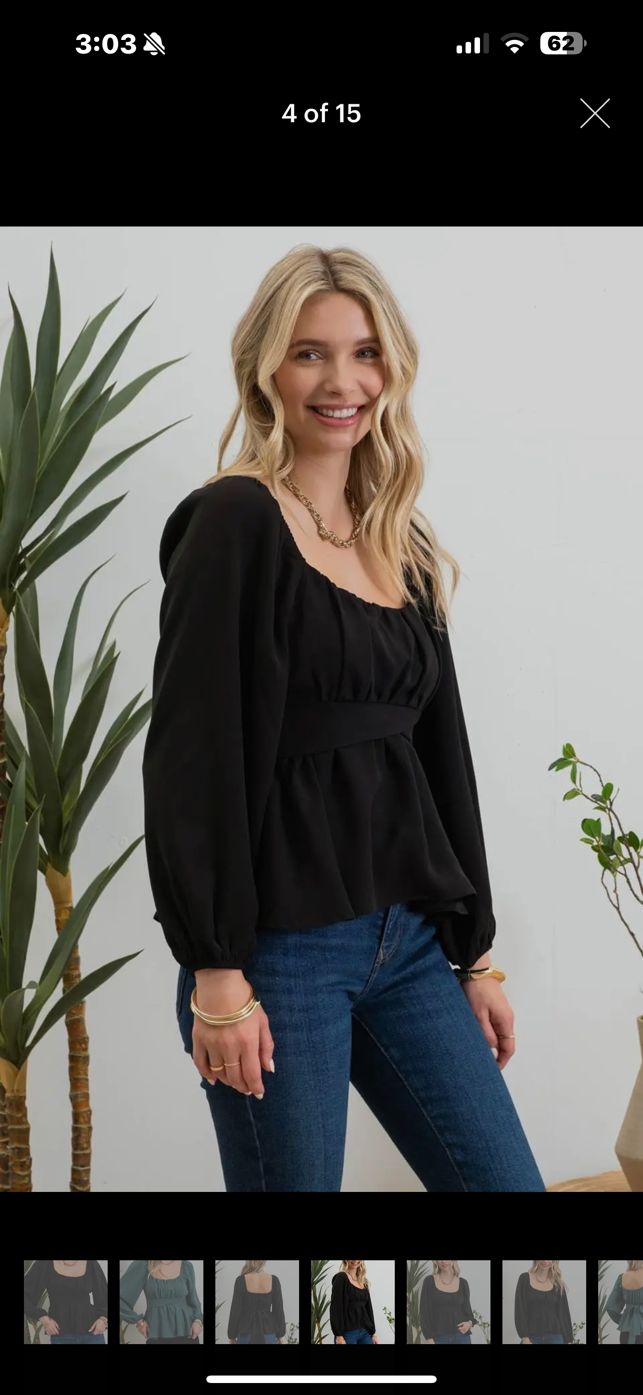 SALE! $15 Black Scoop Neck Long Sleeve Top with Back Waist Tie REG $29.99