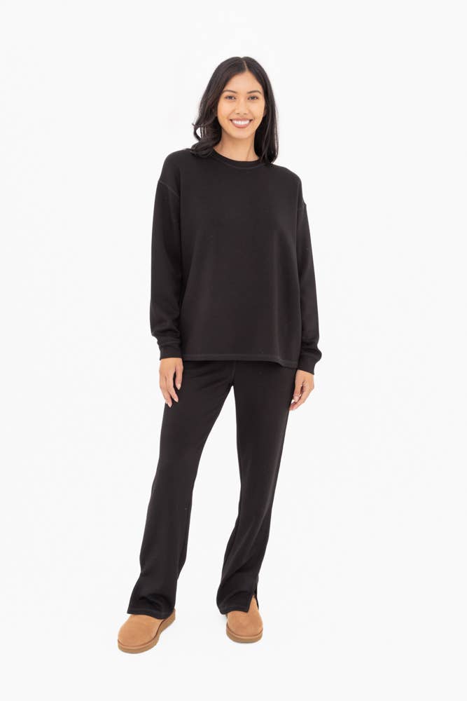 Black Elevated Wide Leg Lounge Pants