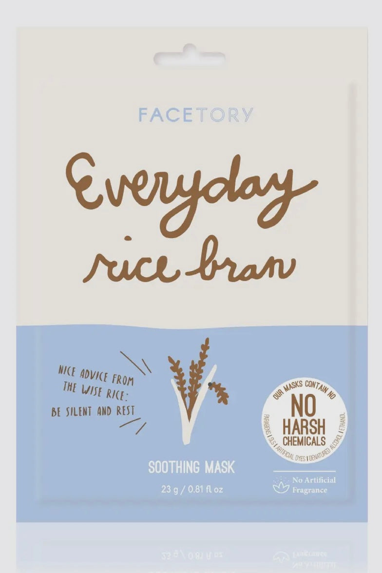 FaceTory Everyday Rice Bran Soothing Sheet Mask- Korean Beauty