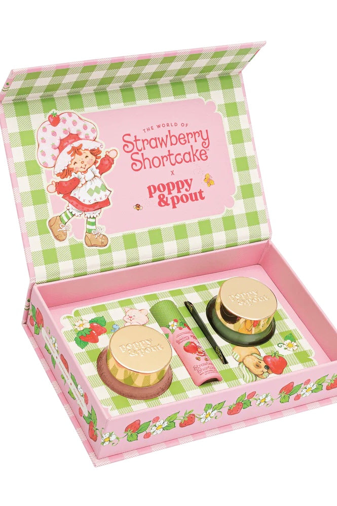 Poppy & Pout Strawberry Shortcake Premium Organic Lip Care Trio (Balm, Mask, & Scrub)