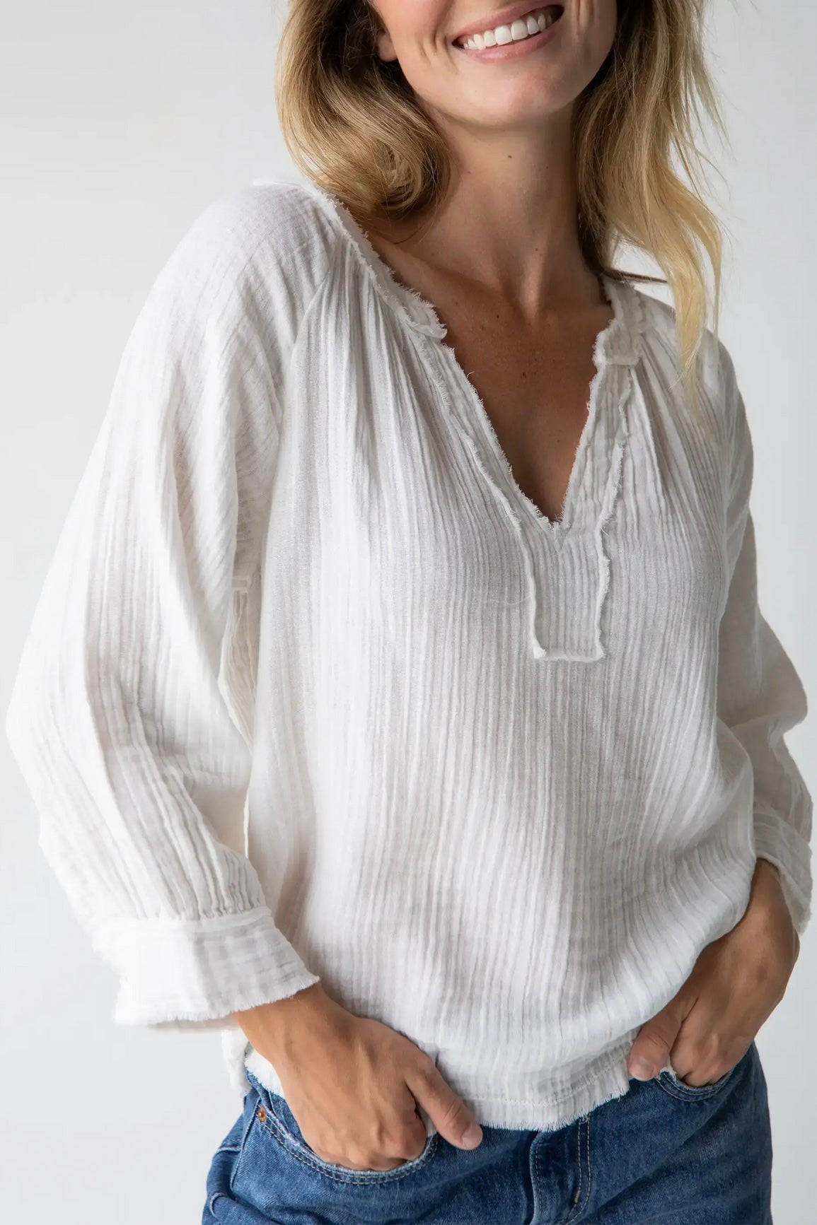 Natural Life Robyn Gauze Top in White
