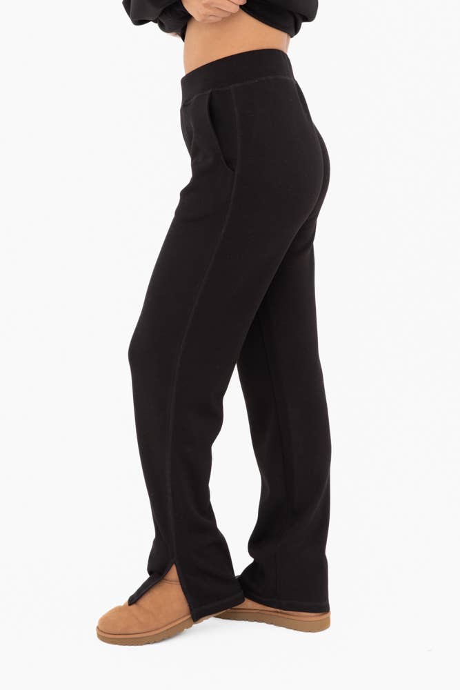 Black Elevated Wide Leg Lounge Pants