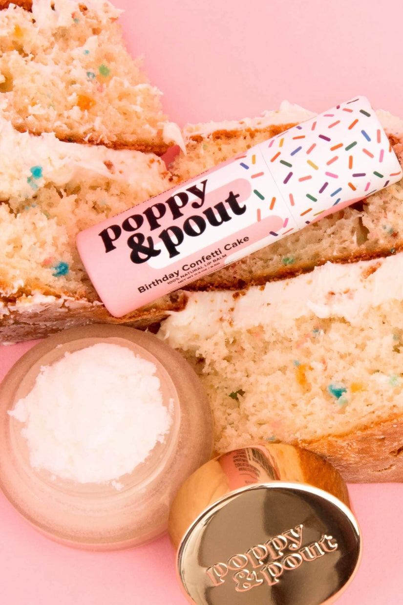 Poppy & Pout Birthday Confetti Cake Premium Organic Lip Care Duo (Balm + Scrub)