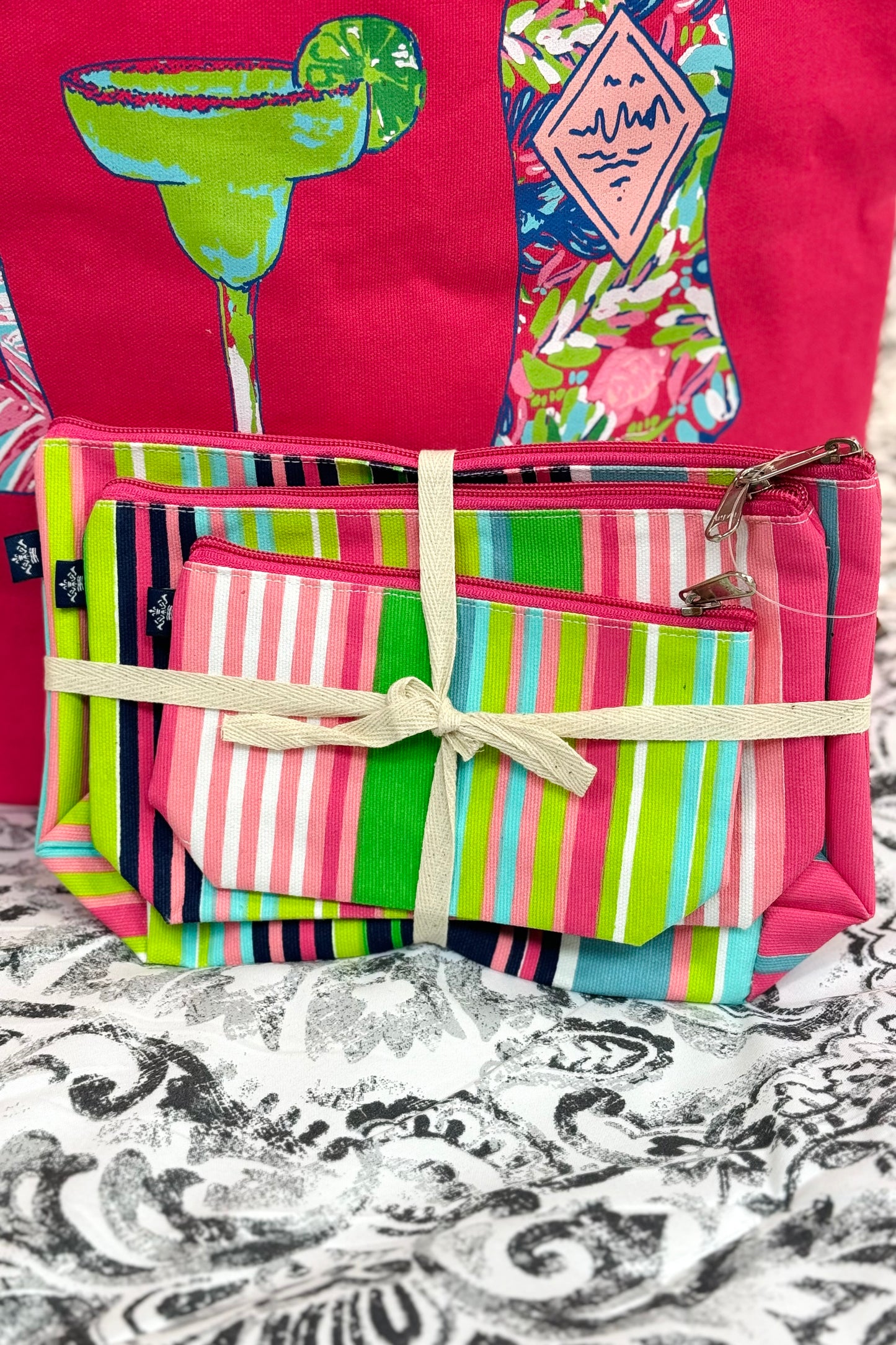 Hampden Cosmetic Accessory Bags- Set of 3 in Multi Stripe