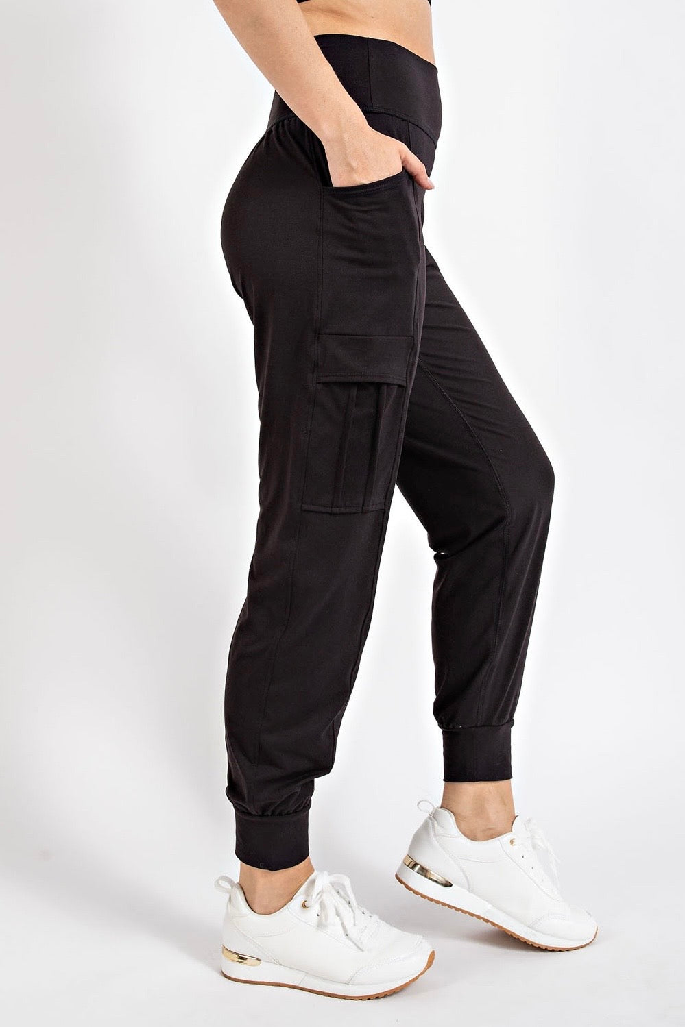 Rae Mode Black Butter Soft High Waist Cargo Joggers