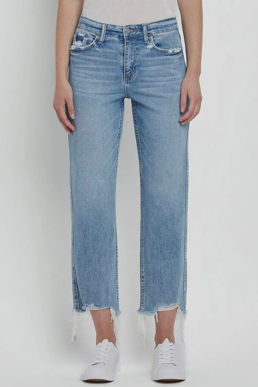 High Rise Comfort Stretch 27" Straight Leg Jean in Light Denim