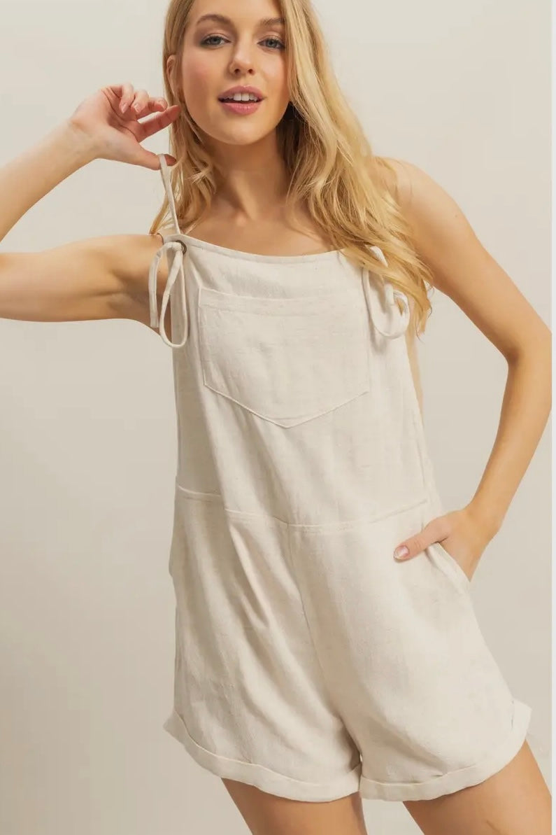 Oatmeal Linen Blend Romper