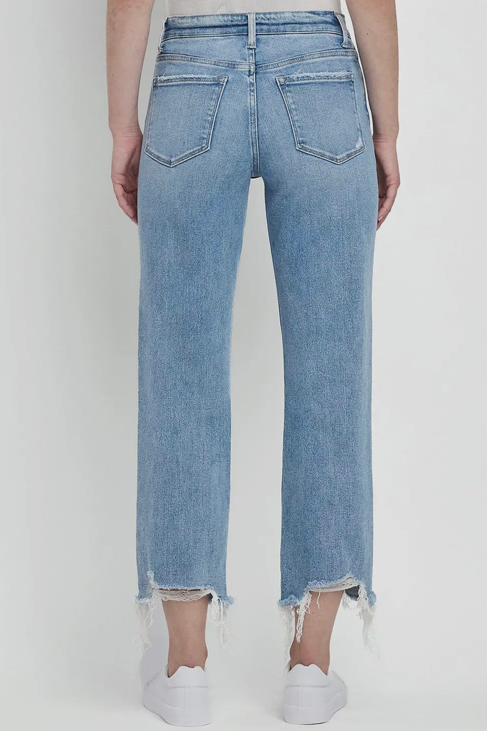 High Rise Comfort Stretch 27" Straight Leg Jean in Light Denim