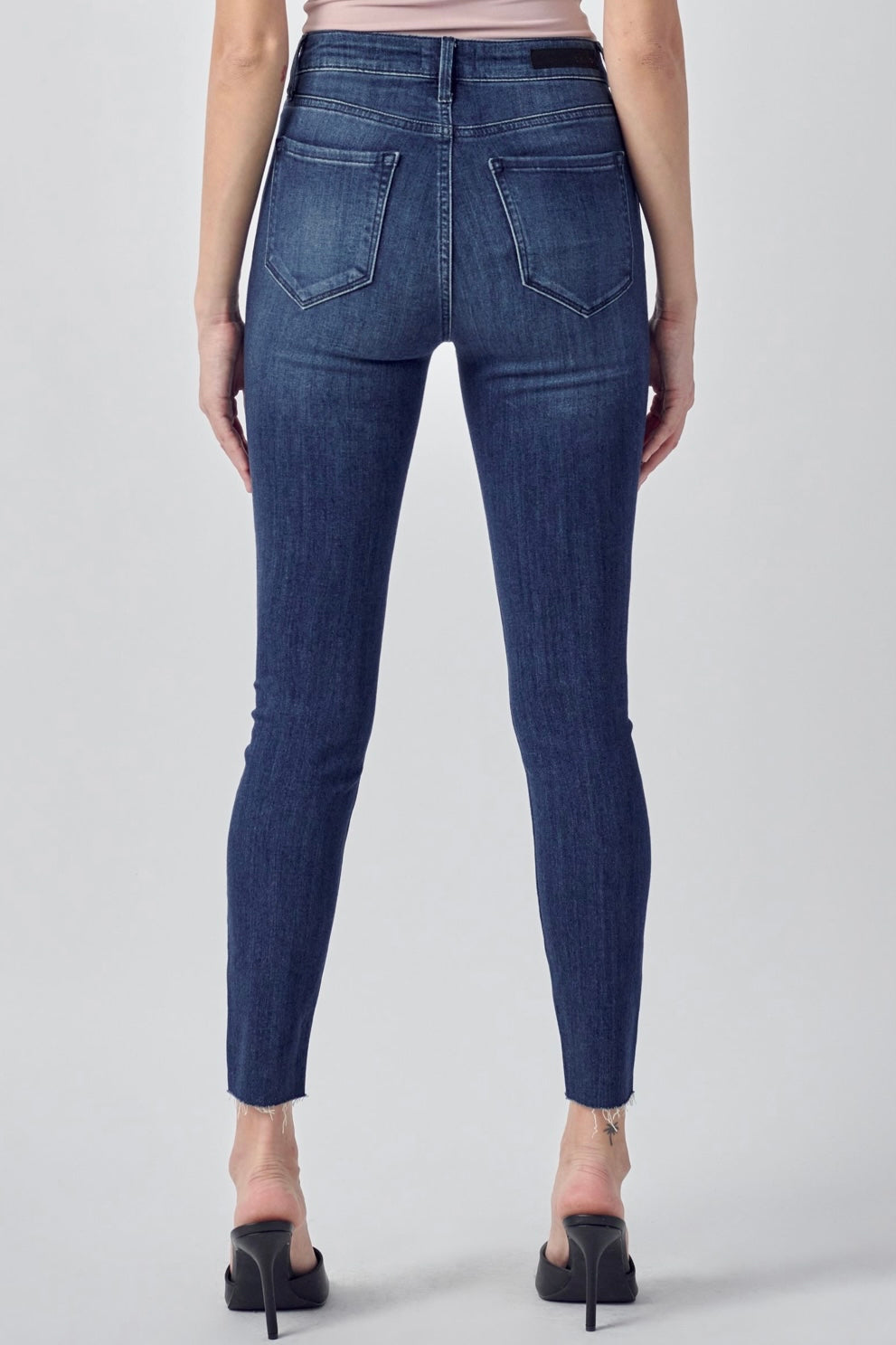 Cello Dark Denim High Rise Ankle Skinny with Straight Cut Hem