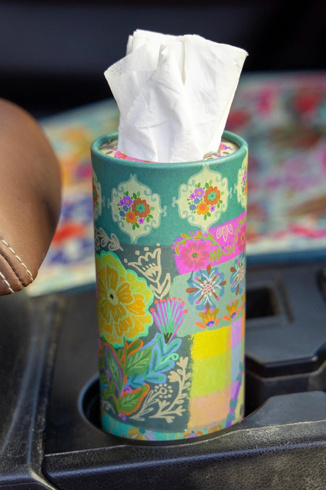 Natural Life Car Tissues- Floral Patchwork