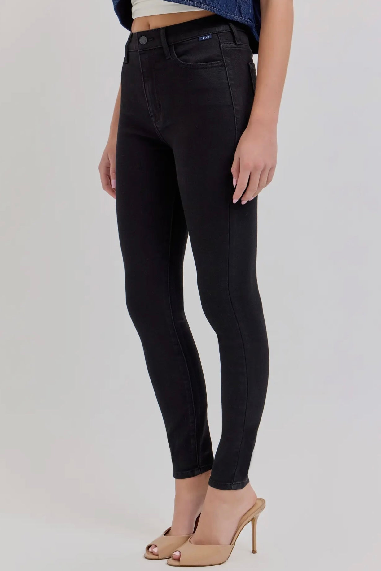 Cello High Rise Black Denim Ankle Skinny Jean