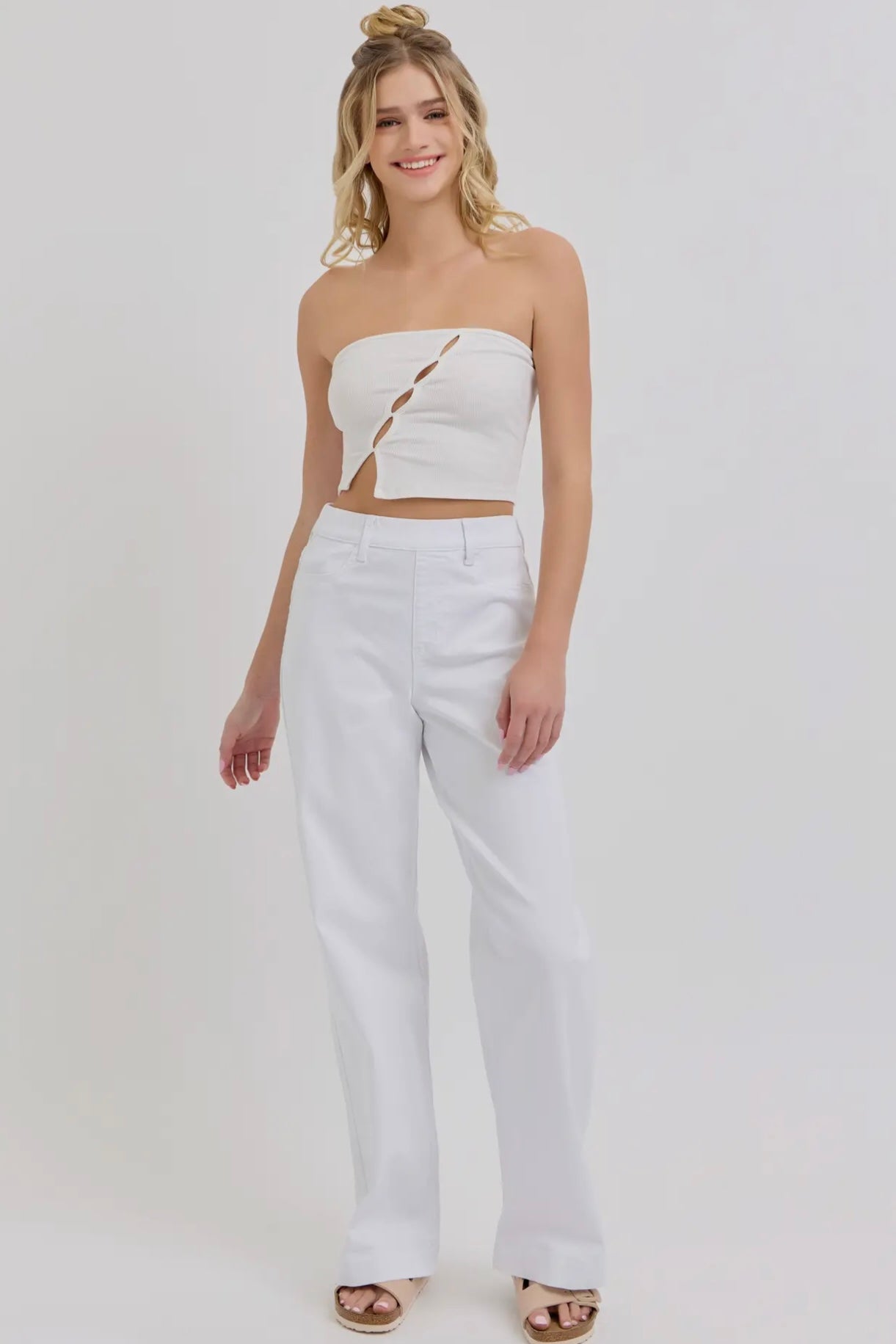 Cello White Wide Leg Ultra Stretchy Pull On