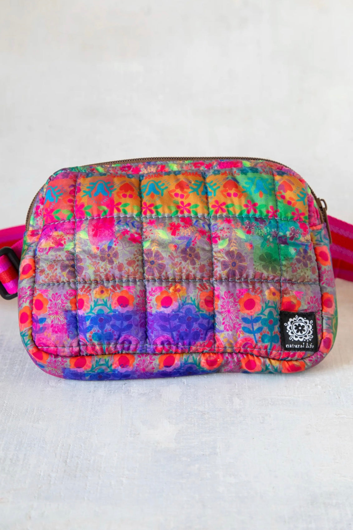 Natural Life Everyday Puffy Fanny Pack- Purple and Pink