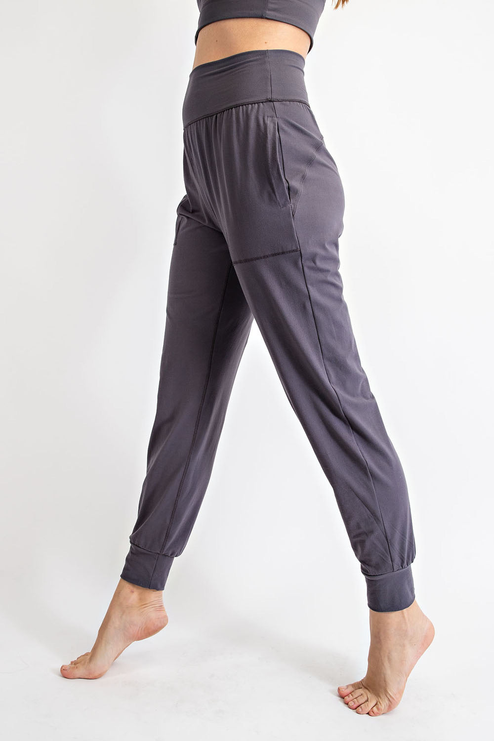 Charcoal Gray Butter Soft High Waist Jogger Pants with Pockets
